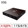 ТВ-приставка X96 1Гб/8Гб Android 6.0.1 (4-х ядерная) S905X В комплекте: пульт, кабелья HDMI, AV-кабель, блок питания, инструкция. Разьемы: MicroSD, 2хUSB, 1хDTS