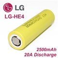 Аккумулятор 18650 Li-Ion LG ICR18650HE4 (LG HE4), 2500mAh, 20A, 4.2/3.6/2.5V, желтые