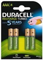 Аккумулятор AAA/(HR03) Duracell Recharge Turbo DX2400, 900mAh, LSD Ni-MH, блистер 4шт, цена за уп., China