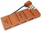 HUB USB 2.0 4 ports Gembird UH-005, шоколад