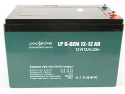 Аккумулятор тяговый 12V 12 Ah LogicPower LP 6-DZM-12 2023год, (клеммы под винтик), 10x10x15см