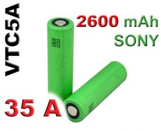 Аккумулятор 18650 Li-Ion Sony US18650VTC5A, 2600mAh, 35A, 4.2/3.6/2.0V