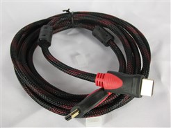 Кабель HDMI-HDMI V-1.4 5m 19PM/M OD-7.4mm 2 ферита, оплетка, Black/RED, коннектор RED/Black