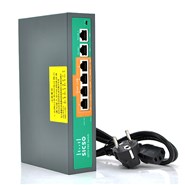 Коммутатор POE SICSO 48V с 4 портами POE 100Мбит + 2порт Ethernet(UP-Link) 100Мбит, c усил. сигн. до 250м, корпус -металл, Silver, БП встроенный