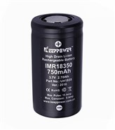 Аккумулятор 18350 Li-Ion Keeppower IMR18350 (UH1835), 750mAh, 8A, 4.2/3.7/2.5V, Black