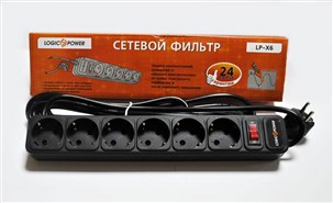 Сетевой фильтр LogicPower LP-X6 black (1,8 m)